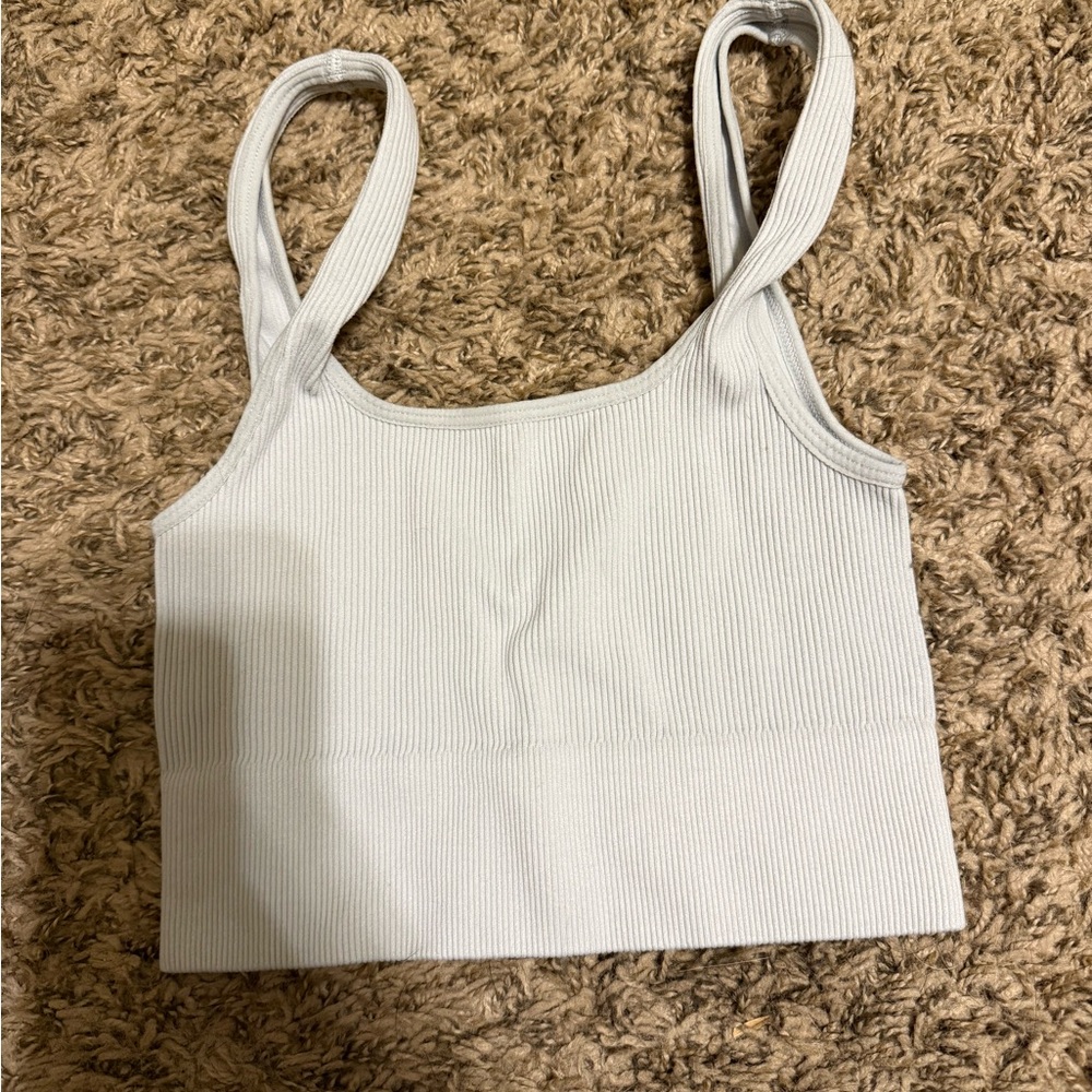 Grey Ribbed Crop Top